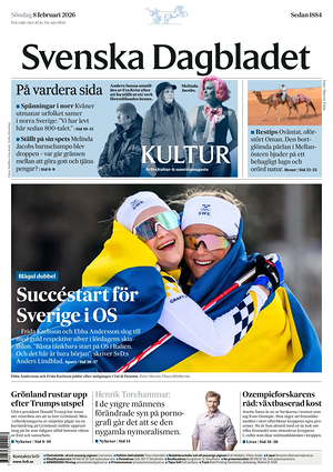 Prima pagina Svenska Dagbladet di oggi - Quotidiano estero
