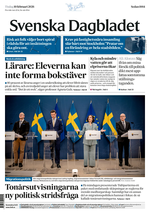 Prima pagina Svenska Dagbladet di oggi - Quotidiano estero