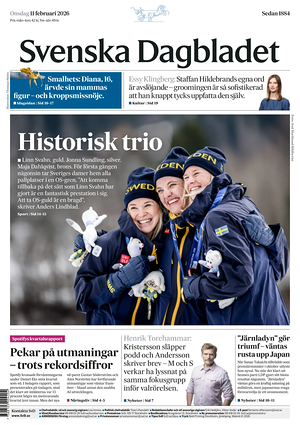Prima pagina Svenska Dagbladet di oggi - Quotidiano estero