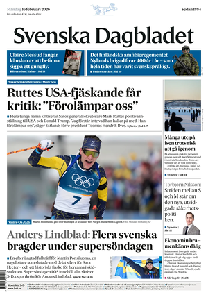 Prima pagina Svenska Dagbladet di oggi - Quotidiano estero