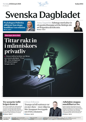 Prima pagina Svenska Dagbladet di oggi - Quotidiano estero