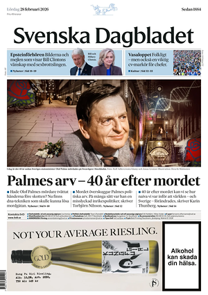 Prima pagina Svenska Dagbladet di oggi - Quotidiano estero