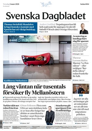 Prima pagina Svenska Dagbladet di oggi - Quotidiano estero