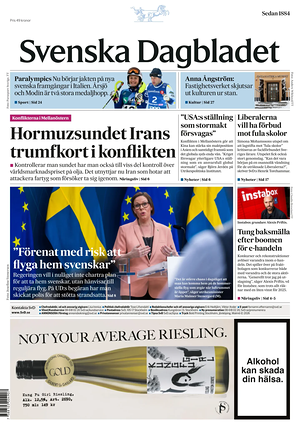 Prima pagina Svenska Dagbladet di oggi - Quotidiano estero