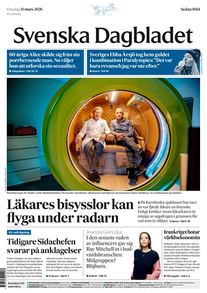 Prima pagina Svenska Dagbladet di oggi - Quotidiano estero