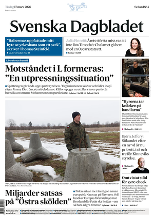 Prima pagina Svenska Dagbladet di oggi - Quotidiano estero