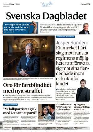 Prima pagina Svenska Dagbladet di oggi - Quotidiano estero