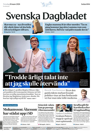 Prima pagina Svenska Dagbladet di oggi - Quotidiano estero