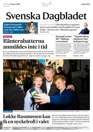 Prima pagina Svenska Dagbladet di oggi - Quotidiano estero