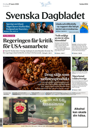 Prima pagina Svenska Dagbladet di oggi - Quotidiano estero
