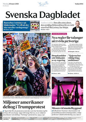 Prima pagina Svenska Dagbladet di oggi - Quotidiano estero