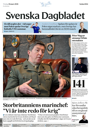 Prima pagina Svenska Dagbladet di oggi - Quotidiano estero