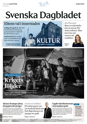 Prima pagina Svenska Dagbladet di oggi - Quotidiano estero