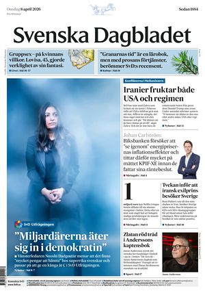 Prima pagina Svenska Dagbladet di oggi - Quotidiano estero