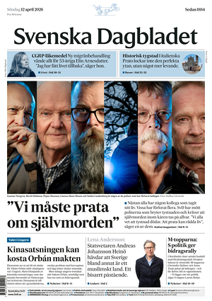 Prima pagina Svenska Dagbladet di oggi - Quotidiano estero