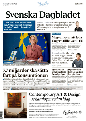 Prima pagina Svenska Dagbladet di oggi - Quotidiano estero