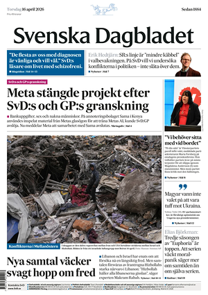 Prima pagina Svenska Dagbladet di oggi - Quotidiano estero