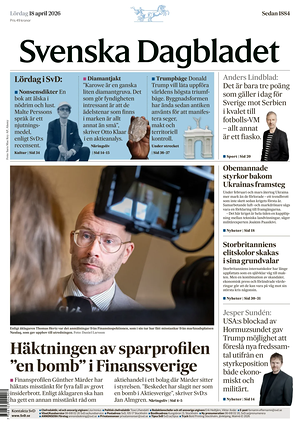 Prima pagina Svenska Dagbladet di oggi - Quotidiano estero