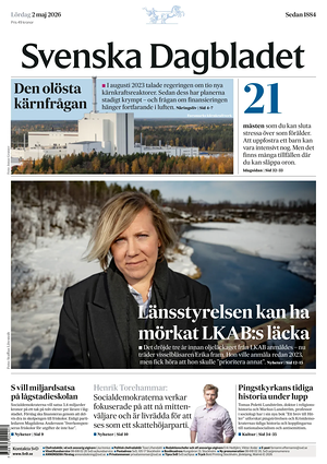 Prima pagina Svenska Dagbladet di oggi - Quotidiano estero