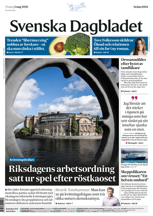 Prima pagina Svenska Dagbladet di oggi - Quotidiano estero