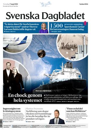 Prima pagina Svenska Dagbladet di oggi - Quotidiano estero
