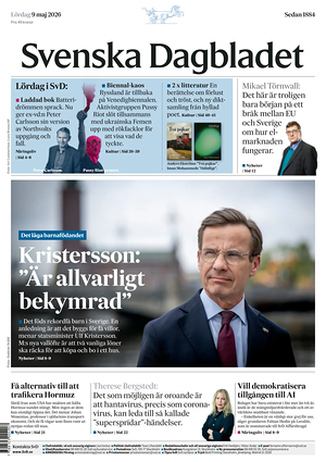 Prima pagina Svenska Dagbladet di oggi - Quotidiano estero