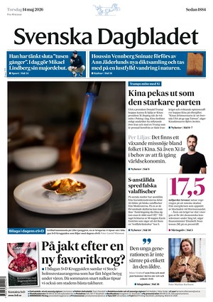 Prima pagina Svenska Dagbladet di oggi - Quotidiano estero