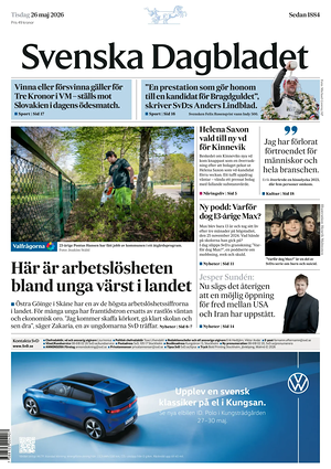 Prima pagina Svenska Dagbladet di oggi - Quotidiano estero