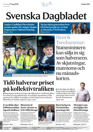 Prima pagina Svenska Dagbladet di oggi - Quotidiano estero