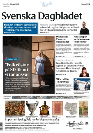Prima pagina Svenska Dagbladet di oggi - Quotidiano estero