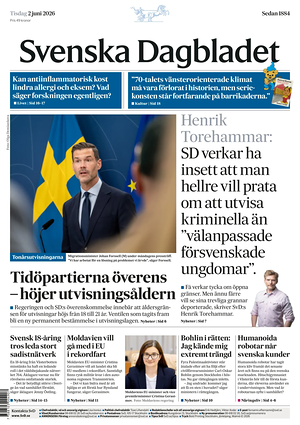 Prima pagina Svenska Dagbladet di oggi - Quotidiano estero