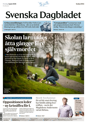 Prima pagina Svenska Dagbladet di oggi - Quotidiano estero