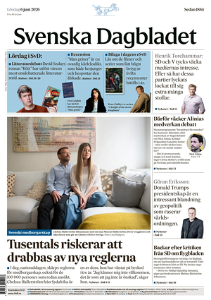 Prima pagina Svenska Dagbladet di oggi - Quotidiano estero
