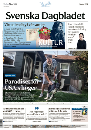 Prima pagina Svenska Dagbladet di oggi - Quotidiano estero