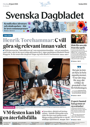 Prima pagina Svenska Dagbladet di oggi - Quotidiano estero