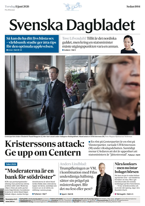 Prima pagina Svenska Dagbladet di oggi - Quotidiano estero