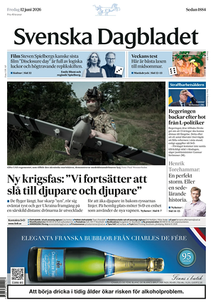 Prima pagina Svenska Dagbladet di oggi - Quotidiano estero