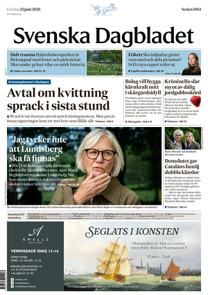 Prima pagina Svenska Dagbladet di oggi - Quotidiano estero