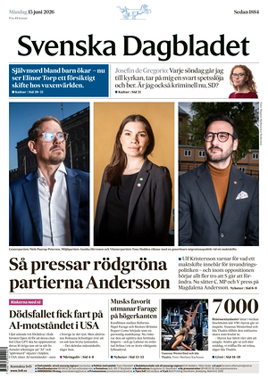 Prima pagina Svenska Dagbladet di oggi - Quotidiano estero
