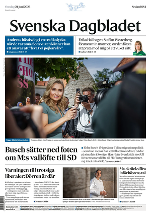 Prima pagina Svenska Dagbladet di oggi - Quotidiano estero