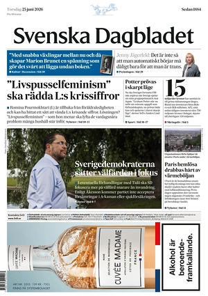 Prima pagina Svenska Dagbladet di oggi - Quotidiano estero