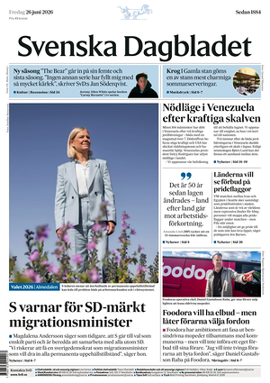 Prima pagina Svenska Dagbladet di oggi - Quotidiano estero