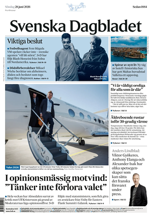 Prima pagina Svenska Dagbladet di oggi - Quotidiano estero