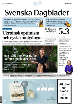 Prima pagina Svenska Dagbladet di oggi - Quotidiano estero