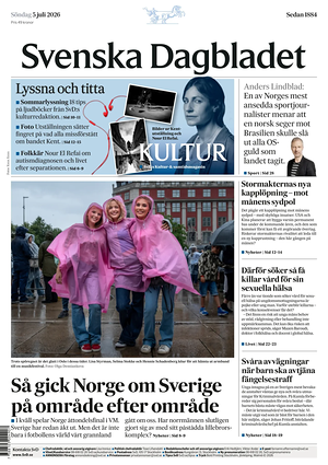 Prima pagina Svenska Dagbladet di oggi - Quotidiano estero