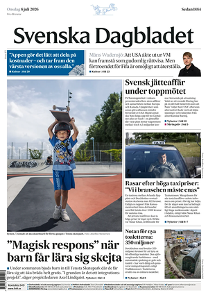 Prima pagina Svenska Dagbladet di oggi - Quotidiano estero