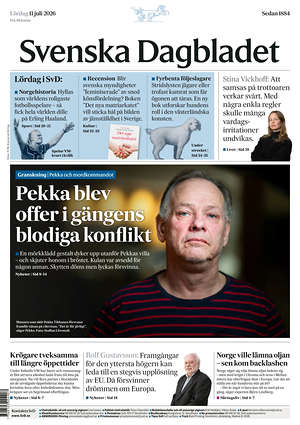 Prima pagina Svenska Dagbladet di oggi - Quotidiano estero