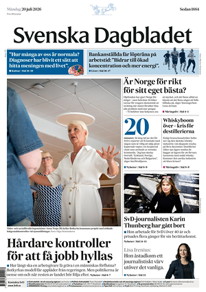 Prima pagina Svenska Dagbladet di oggi - Quotidiano estero