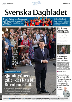 Prima pagina Svenska Dagbladet di oggi - Quotidiano estero