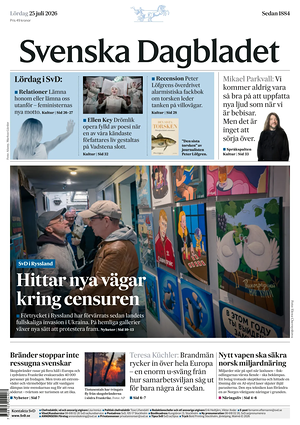 Prima pagina Svenska Dagbladet di oggi - Quotidiano estero